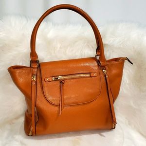 Nwot Tan Handbag with Gold Zippers